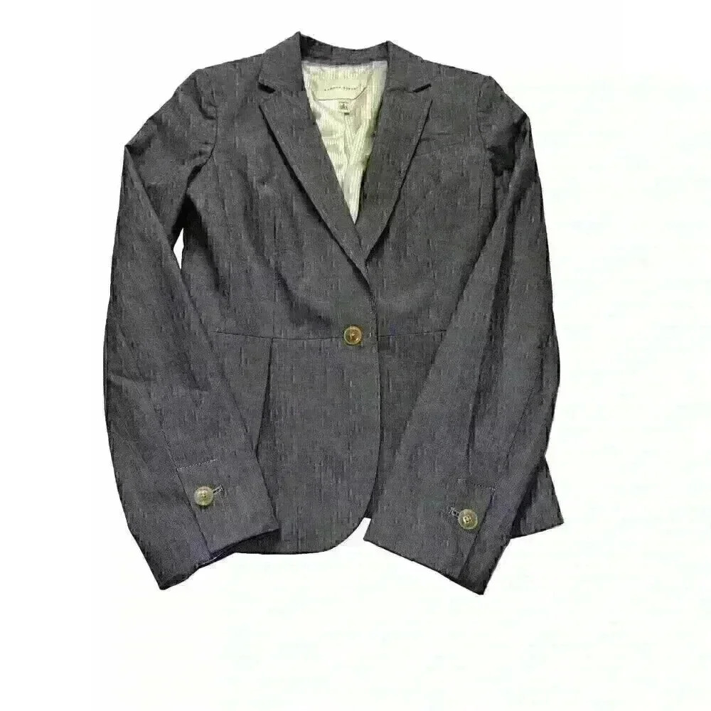Banana Republic Women's Gray Stretch Blazer Single‎ Button Size 4